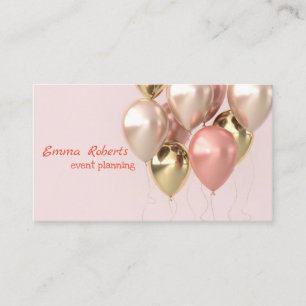 Cartão De Visita Destaque-se com um Design Elegante de Balões Rosa