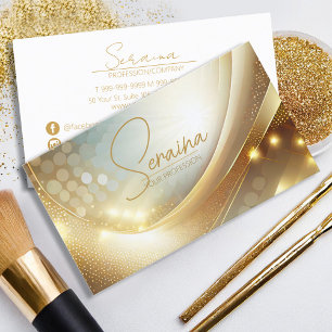 Cartão De Visita Destaques da onda do ouro ID1038