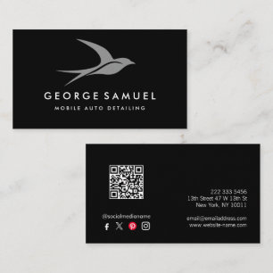 Cartão De Visita Detalhamento Automático   Logotipo de pássaro voad
