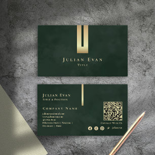 Cartão De Visita Detalhe brilhante artístico Vintage Emerald Green 