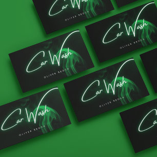 Cartão De Visita Detalhes de Auto & Lavação de Carros Neon Verde