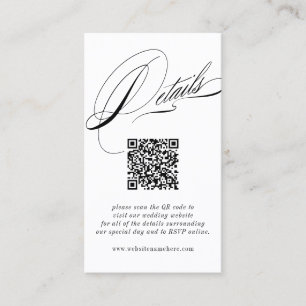 Cartão De Visita Detalhes de QR Code com Caligrafia Elegante