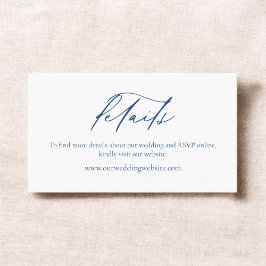 Cartão De Visita Detalhes do Casamento Azul de Marinho Minimalista 