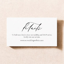 Cartão De Visita Detalhes do Casamento Branco Negro Minimalista Sim