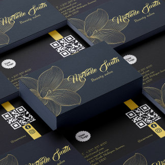 Cartão De Visita Detalhes do ouro Estheticista Qr Code Mídia Social
