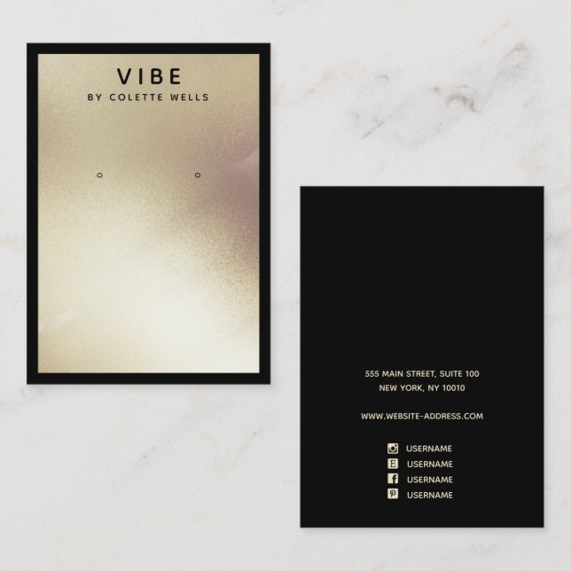 Cartão De Visita Detentor de Joias Douradas de Vestígios de Satin P (Frente/Verso)