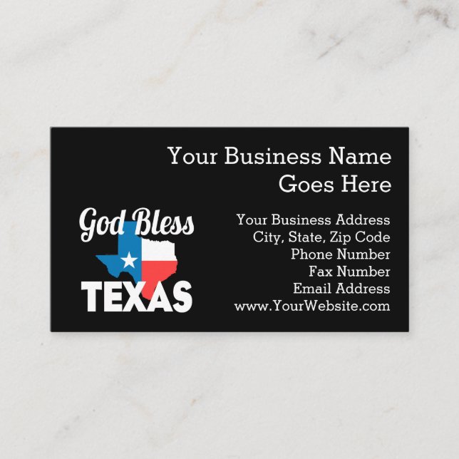 Cartão De Visita Deus Abençoe o Texas (Frente)