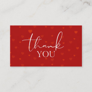Cartão De Visita Dia de os namorados Obrigado Red Romantic Heart Lo