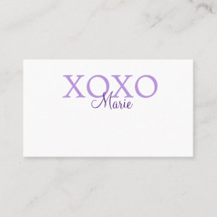 Cartão De Visita Dia de os namorados Xoxo adicione nome pastel roxo