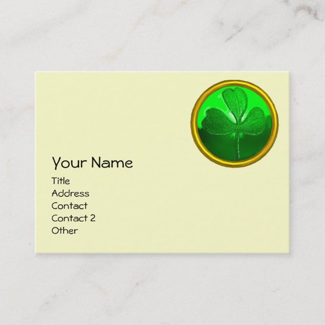 CARTÃO DE VISITA DIA DE SÃO PATRÍCIO VERDE SHAMROCK GEMSTONE JEWEL (Frente)