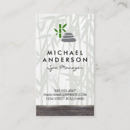 Cartão De Visita Dia Spa Bamboo Wood Trim com logotipo