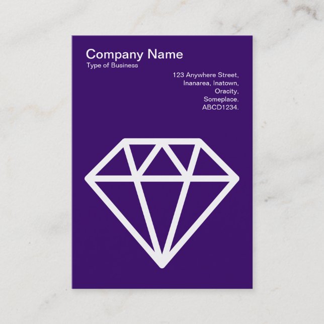 Cartão De Visita Diamante - Branco sobre o Roxo Profundo (Frente)