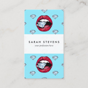 Cartão De Visita Diamante chique dos lábios feminino