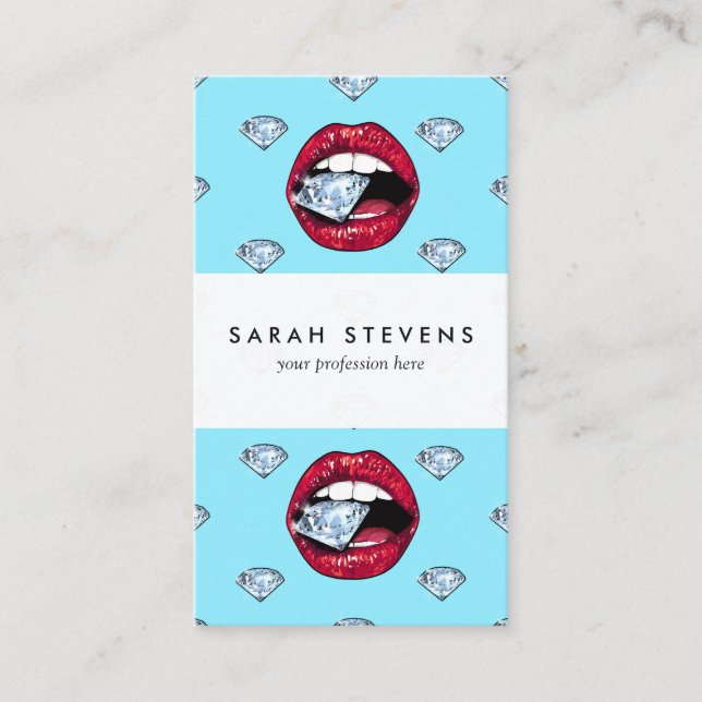 Cartão De Visita Diamante chique dos lábios feminino (Frente)