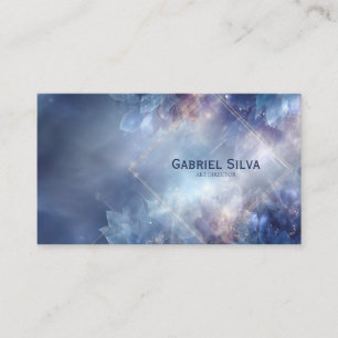 Cartão De Visita Diamante Dourado Cristalino Azul Celestial Etéreo
