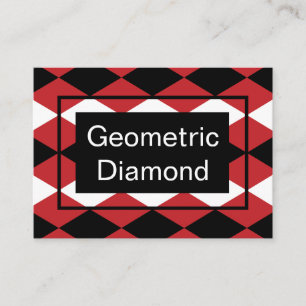 Cartão De Visita Diamante Geométrico Preto e Branco em Fundo Vermel