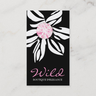 Cartão De Visita Diamante selvagem B do rosa da flor da zebra 311