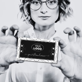 Cartão De Visita Diamantes brancos e pretos Adicionar Ornamentado d