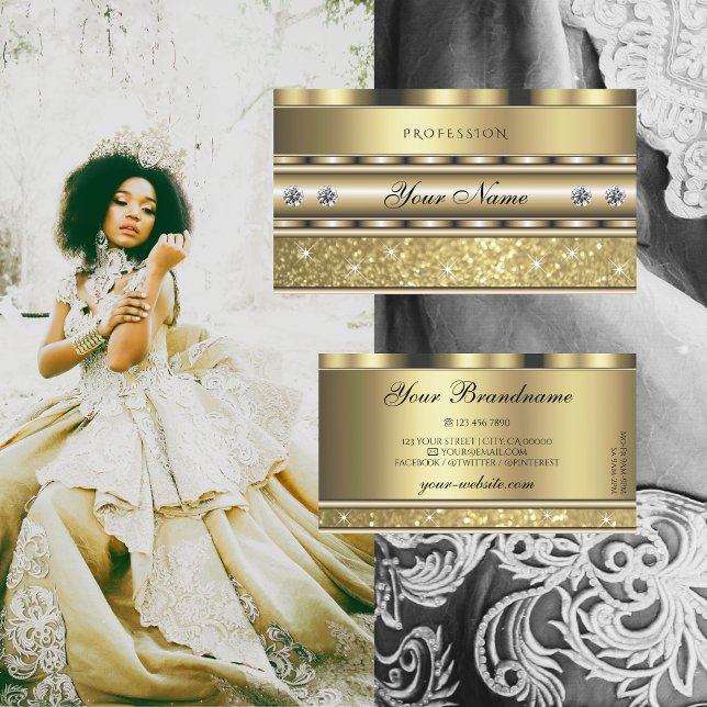 Cartão De Visita Diamantes Brilhantes Dourados Shimmery Luxuriosos (Criador carregado)