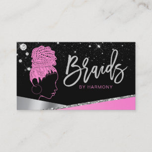 Cartão De Visita Diamantes Brilhantes Prateados Rosa Glam