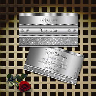 Cartão De Visita Diamantes de Monograma de Silver Espumante Nobre