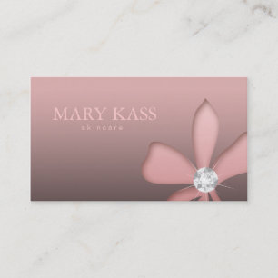 Cartão De Visita Diamantes do branco da flor do rosa da jóia do