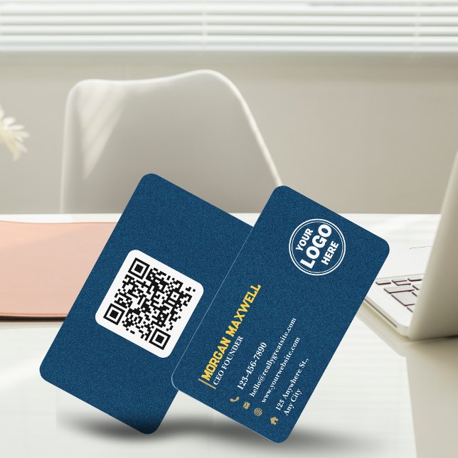 Cartão De Visita Diamantes Dourados azuis, CEO e fundador de luxo (Blue Gold Diamonds Luxury CEO & Founder Business Card)