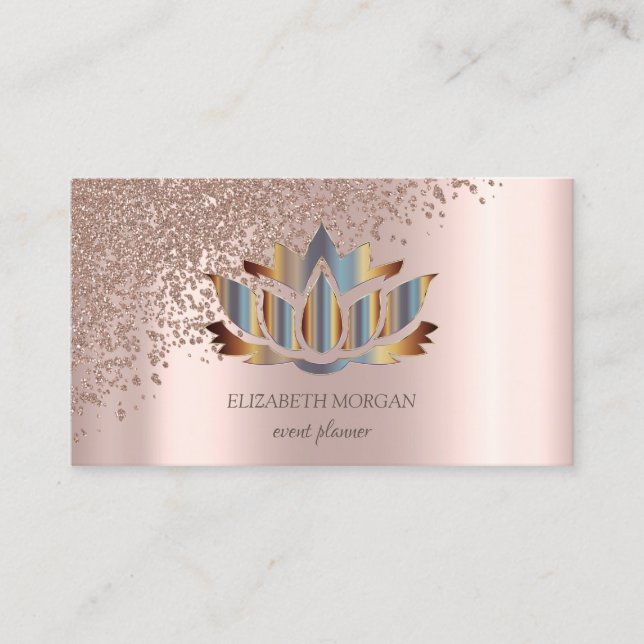 Cartão De Visita Diamantes Dourados e Elegantes Modernos Lotus Dour (Frente)