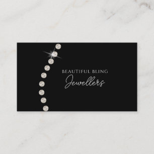 Cartão De Visita Diamond Black Bling Jewelry Store Gift Merchant