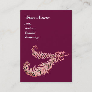 Cartão De Visita DIAMONER FEATHERS MONOGRAMA, roxo rosa