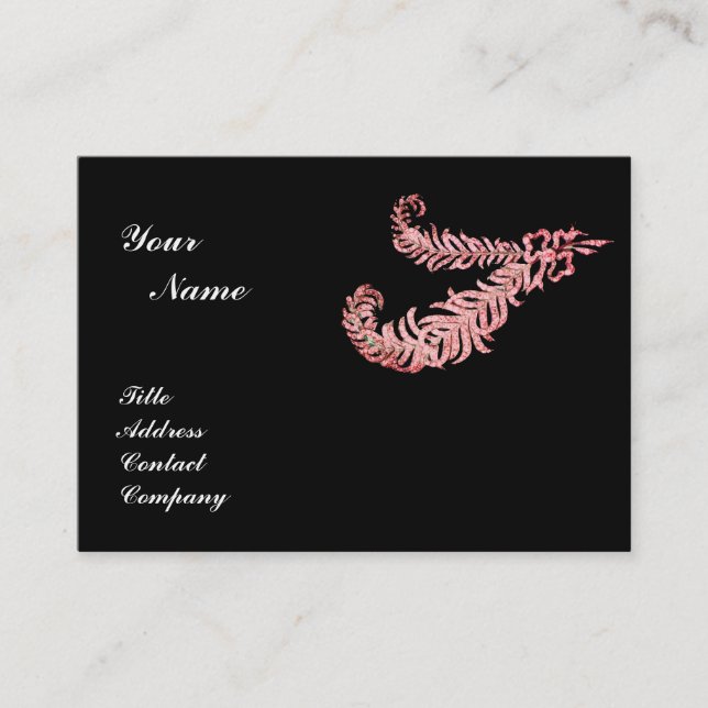 Cartão De Visita DIAMONY FEATHERS MONOGRAM, rosa (Frente)