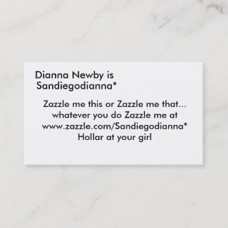 Cartão De Visita Dianna Newby é, Sandiegodianna*, Zazzle mim thi…
