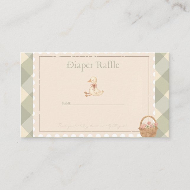 Cartão De Visita Diaper Raffle  (Frente)