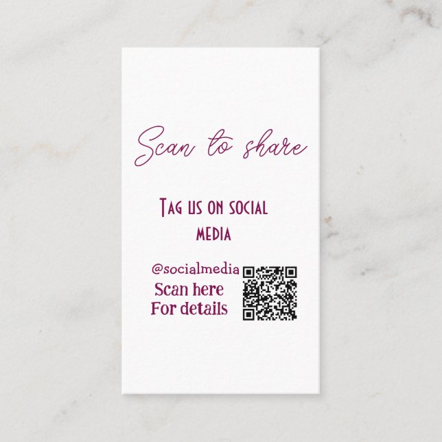 Cartão De Visita Digitalizar para compartilhar marcações em mídia s (Frente)