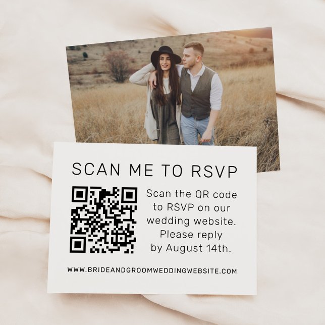 Cartão De Visita Digitalize-me para RSVP de Código QR de Casamento  (Criador carregado)