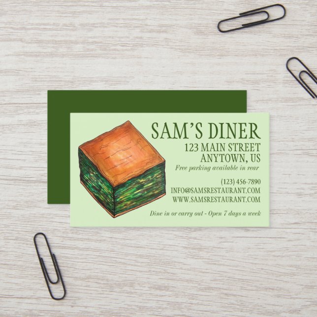 Cartão De Visita Dinheiro do Restaurante da Cuisina da Comida Grega (Frente/Verso In Situ)