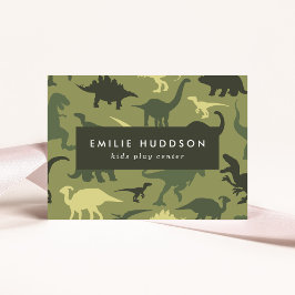 Cartão De Visita Dinossauros Verdes, Kids Play Center, Centro de At