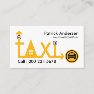 Cartão De Visita Direção da Rota do Táxi Amarelo