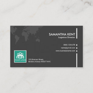 Cartão De Visita Diretor cinzento liso simples da logística do map