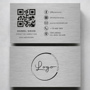 Cartão De Visita Diretor Criativo Código QR de Metal