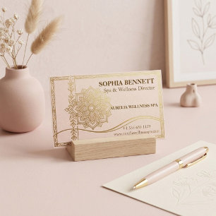 Cartão De Visita Diretor de Spa Wellness Faux Dourado Luxo Rosa P