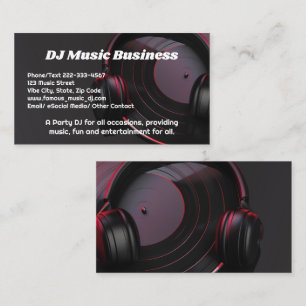 Cartão De Visita Disco de Vinil Preto Festa Música Dj Deejay DJs