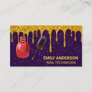 Cartão De Visita Disco Dourado com brilho  Brilho Roxo  Nail Polon
