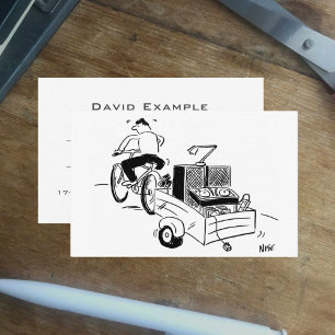 Cartão De Visita Disco Móvel com Cartoon Divertido de DJ em uma Bic