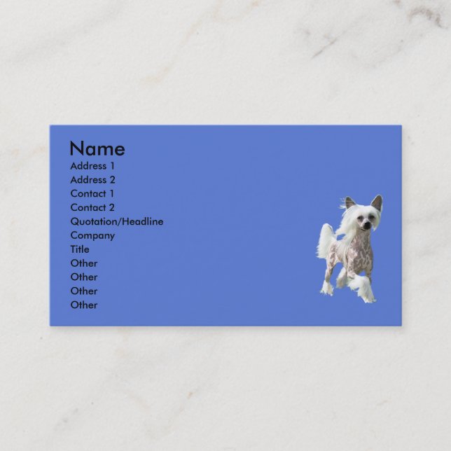 Cartão De Visita DIVA com crista chinesa (Frente)