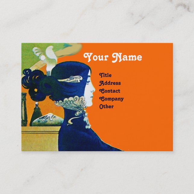 Cartão De Visita DIVA EM AZUL MONOGRAM Beauty Salon ,Makeup Artist (Frente)