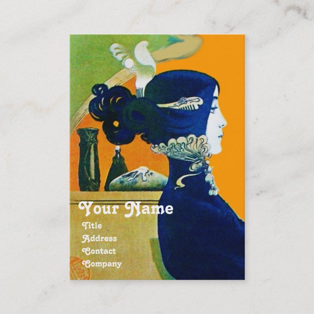 Cartão De Visita DIVA EM AZUL MONOGRAM Beauty Salon ,Makeup Artist (Frente)