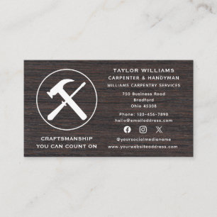 Cartão De Visita Diversão em madeira russa de carpinteiro de mídia 