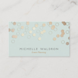 Cartão De Visita Diversão Festiva Dourada, Evento de Confetti Azul