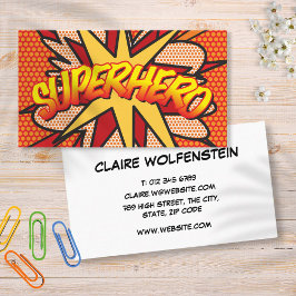 Cartão De Visita Diversão SUPERHERO Retrô Comic Book